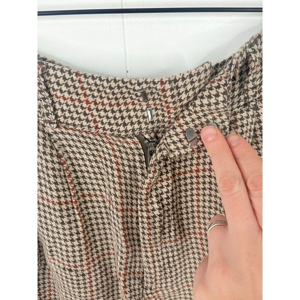 ✨2/$30✨ Free People Houndstooth Linen High Rise Shorts Size 2 Tan Brown - Picture 5 of 9